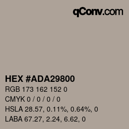Color code: HEX #ADA29800 | qconv.com