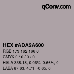 Color code: HEX #ADA2A600 | qconv.com