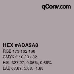 カラーコード: HEX #ADA2A8 | qconv.com