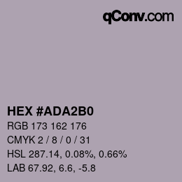 颜色代码: HEX #ADA2B0 | qconv.com