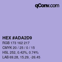 Farbcode: HEX #ADA2D9 | qconv.com
