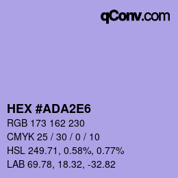 カラーコード: HEX #ADA2E6 | qconv.com