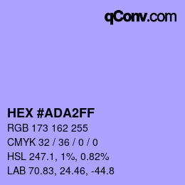 Color code: HEX #ADA2FF | qconv.com