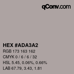 カラーコード: HEX #ADA3A2 | qconv.com