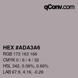 颜色代码: HEX #ADA3A6 | qconv.com