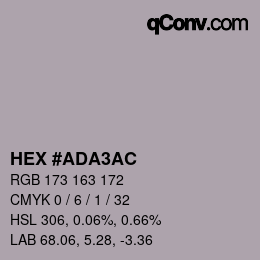 カラーコード: HEX #ADA3AC | qconv.com