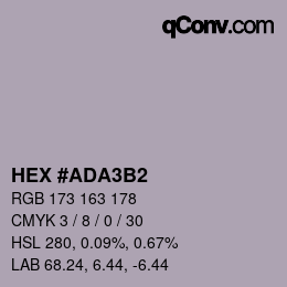 Color code: HEX #ADA3B2 | qconv.com