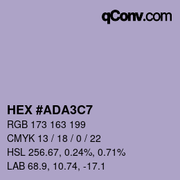 颜色代码: HEX #ADA3C7 | qconv.com
