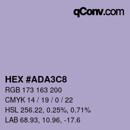 Color code: HEX #ADA3C8 | qconv.com