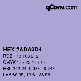 Color code: HEX #ADA3D4 | qconv.com