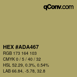 Farbcode: HEX #ADA467 | qconv.com