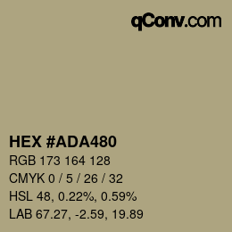 颜色代码: HEX #ADA480 | qconv.com