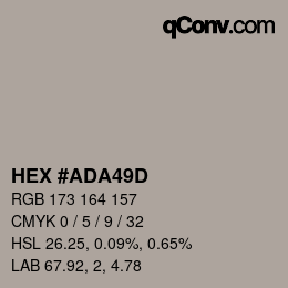 Color code: HEX #ADA49D | qconv.com