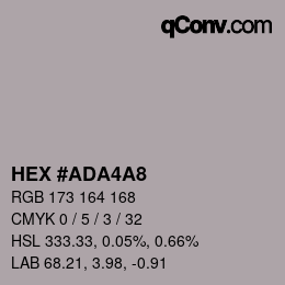 カラーコード: HEX #ADA4A8 | qconv.com