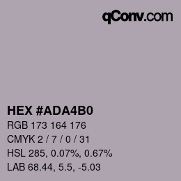 Color code: HEX #ADA4B0 | qconv.com