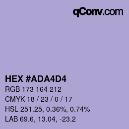 カラーコード: HEX #ADA4D4 | qconv.com