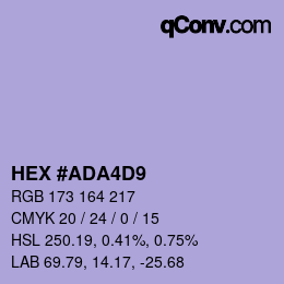 Color code: HEX #ADA4D9 | qconv.com