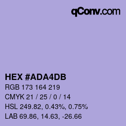 颜色代码: HEX #ADA4DB | qconv.com