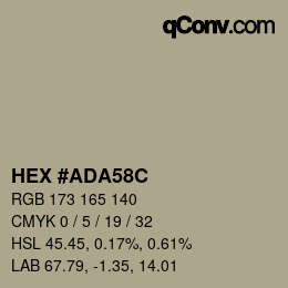 カラーコード: HEX #ADA58C | qconv.com