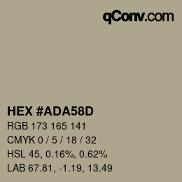 Color code: HEX #ADA58D | qconv.com