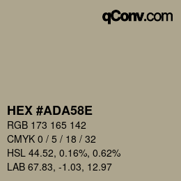 カラーコード: HEX #ADA58E | qconv.com