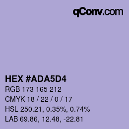 Color code: HEX #ADA5D4 | qconv.com