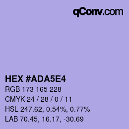 カラーコード: HEX #ADA5E4 | qconv.com