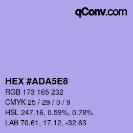 Código de color: HEX #ADA5E8 | qconv.com