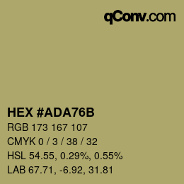 カラーコード: HEX #ADA76B | qconv.com