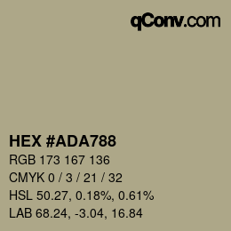 カラーコード: HEX #ADA788 | qconv.com