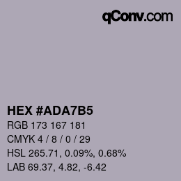 颜色代码: HEX #ADA7B5 | qconv.com