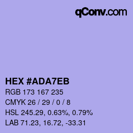 Color code: HEX #ADA7EB | qconv.com