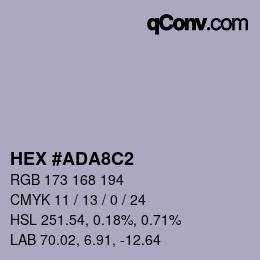 Color code: HEX #ADA8C2 | qconv.com