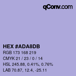 颜色代码: HEX #ADA8DB | qconv.com
