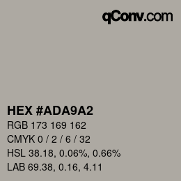 Color code: HEX #ADA9A2 | qconv.com