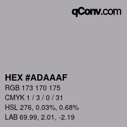 Color code: HEX #ADAAAF | qconv.com
