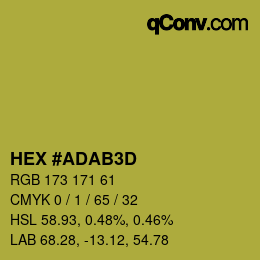 Color code: HEX #ADAB3D | qconv.com