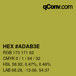 Color code: HEX #ADAB3E | qconv.com