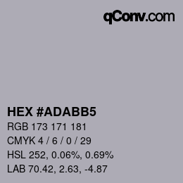 颜色代码: HEX #ADABB5 | qconv.com