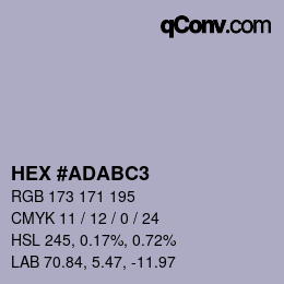 颜色代码: HEX #ADABC3 | qconv.com