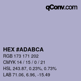 Color code: HEX #ADABCA | qconv.com