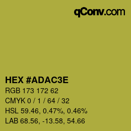 Color code: HEX #ADAC3E | qconv.com