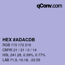 Color code: HEX #ADACDB | qconv.com