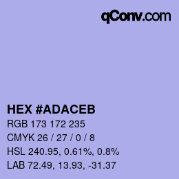 カラーコード: HEX #ADACEB | qconv.com