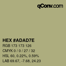 カラーコード: HEX #ADAD7E | qconv.com