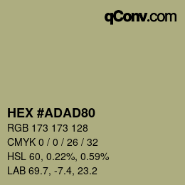 颜色代码: HEX #ADAD80 | qconv.com