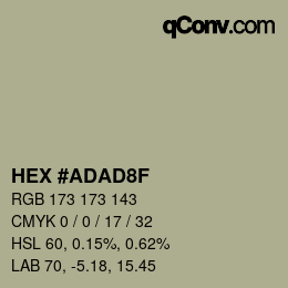 カラーコード: HEX #ADAD8F | qconv.com