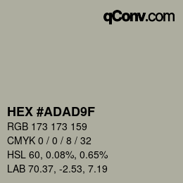 颜色代码: HEX #ADAD9F | qconv.com