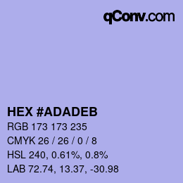 Color code: HEX #ADADEB | qconv.com