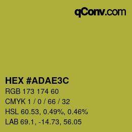 カラーコード: HEX #ADAE3C | qconv.com